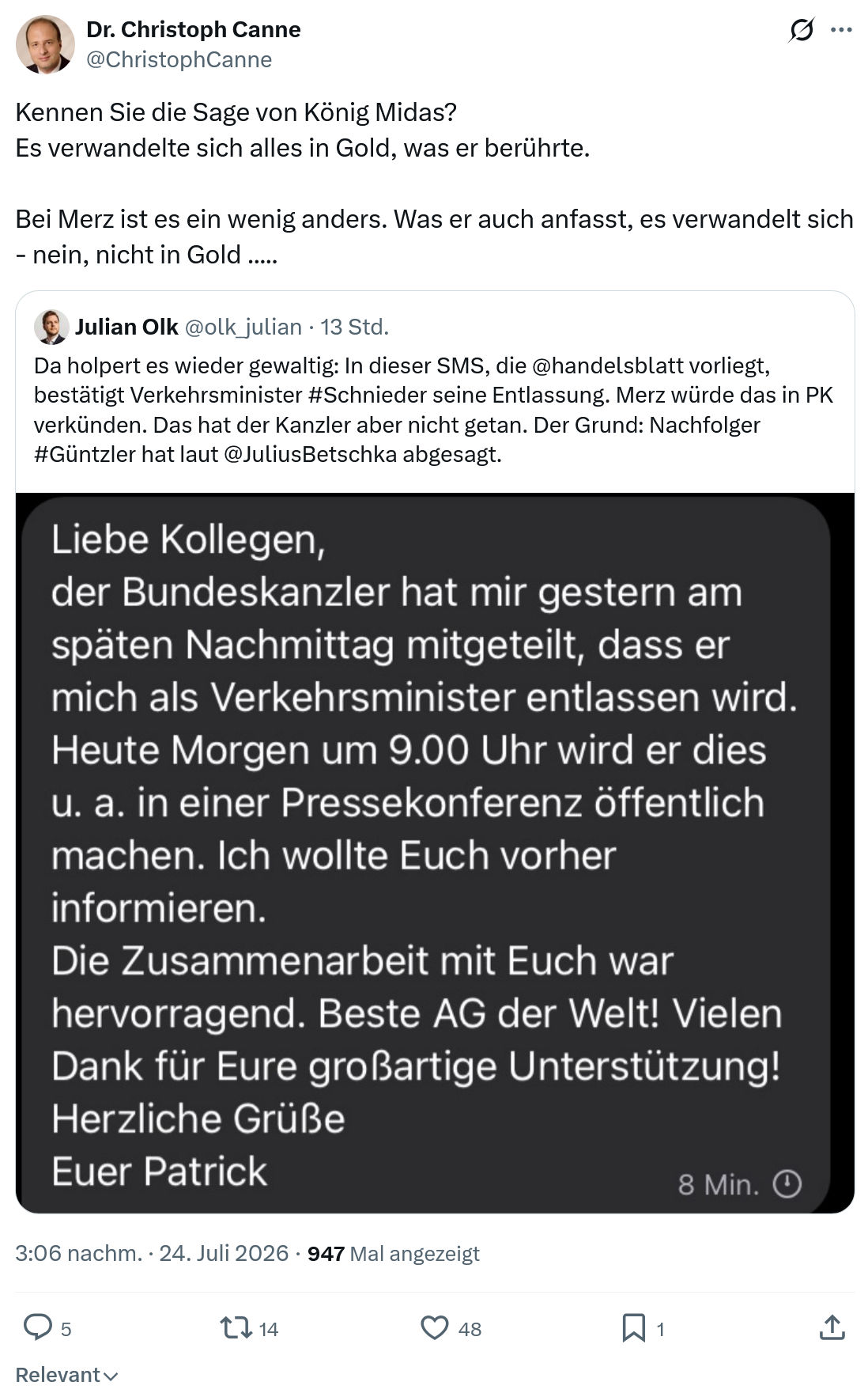 Christoph Canne: Kennen Sie die Sage von König Midas...