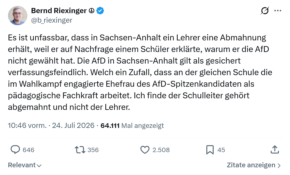 Bernd Riexinger: Es ist unfassbar...