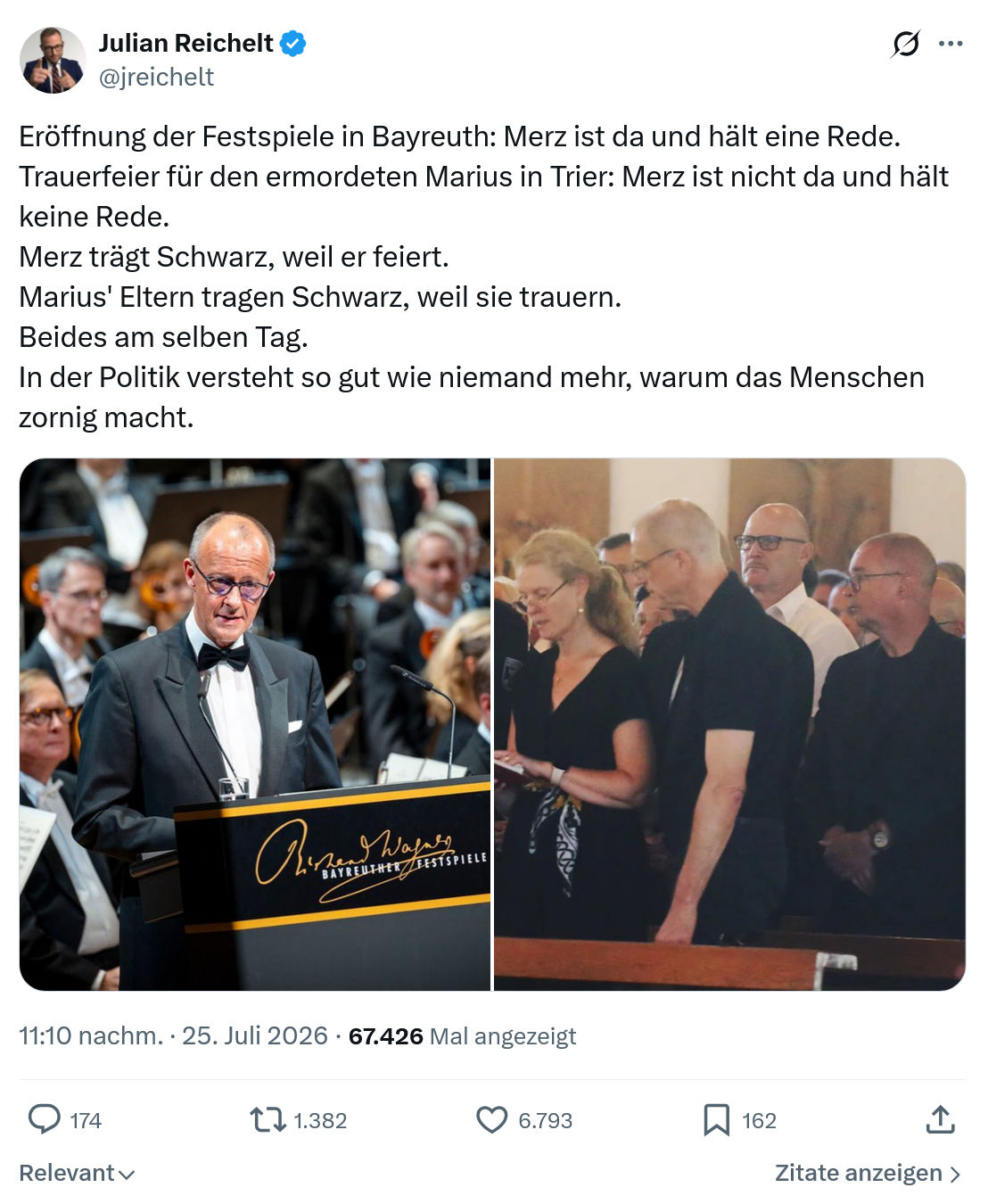 Julian Reichelt: Eröffnung der Festspiele in Bayreuth...