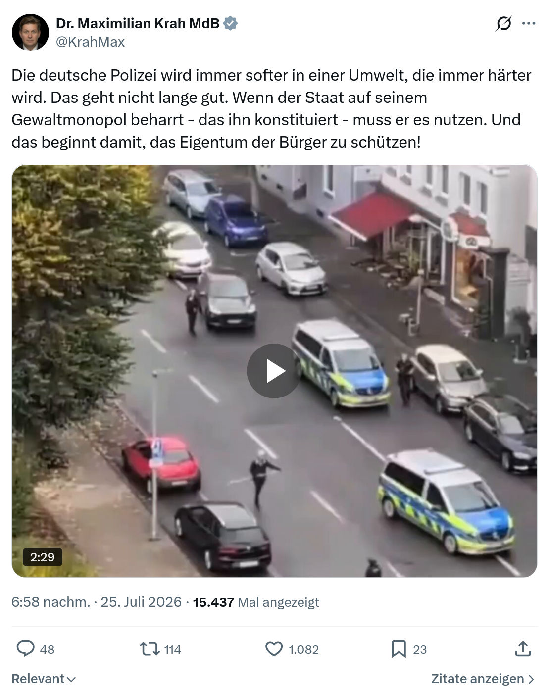 Maximilian Krah: Die deutsche Polizei wird immer softer...