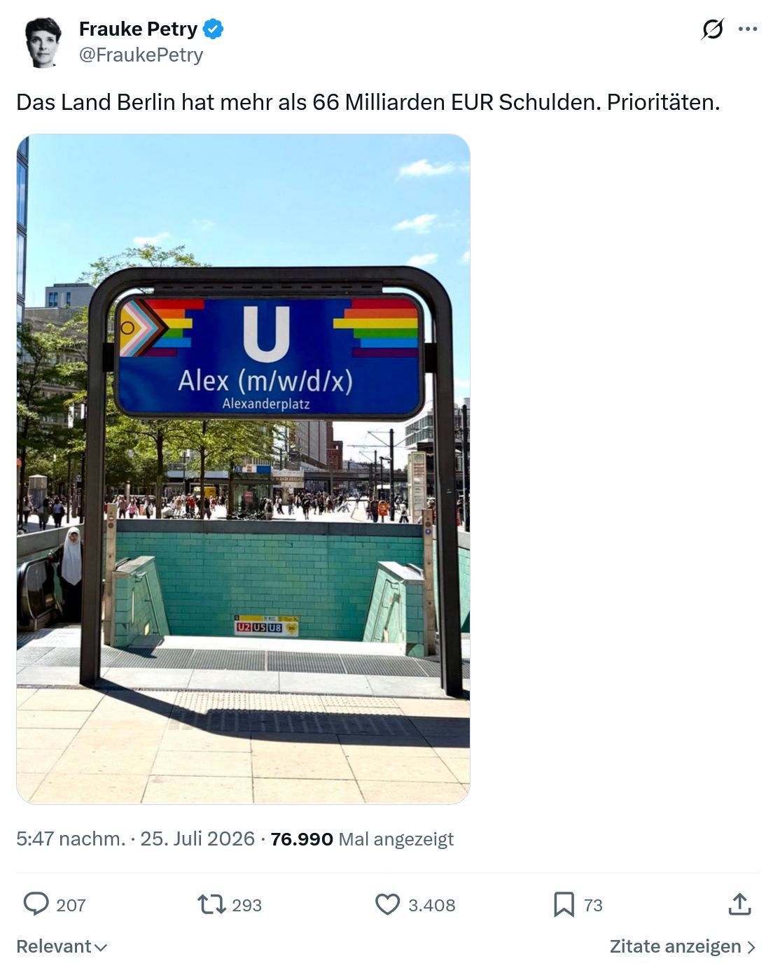 Frauke Petry: Das Land Berlin...