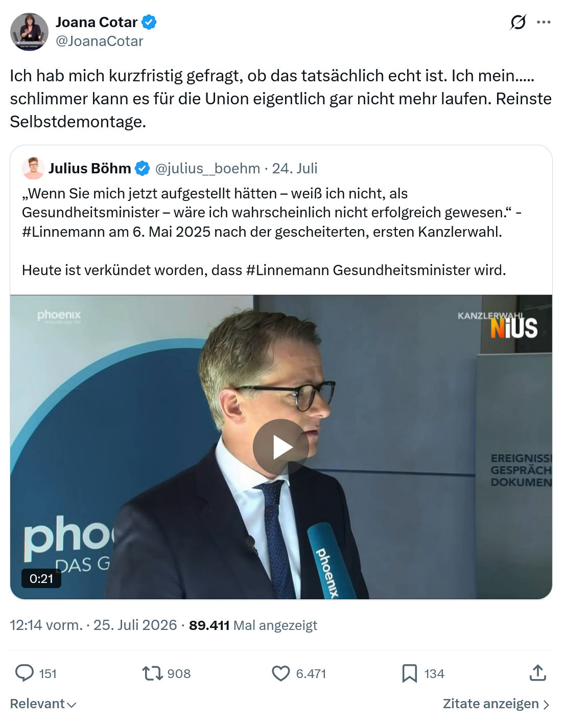 Joana Cotar: Ich hab mich kurzfristig gefragt...