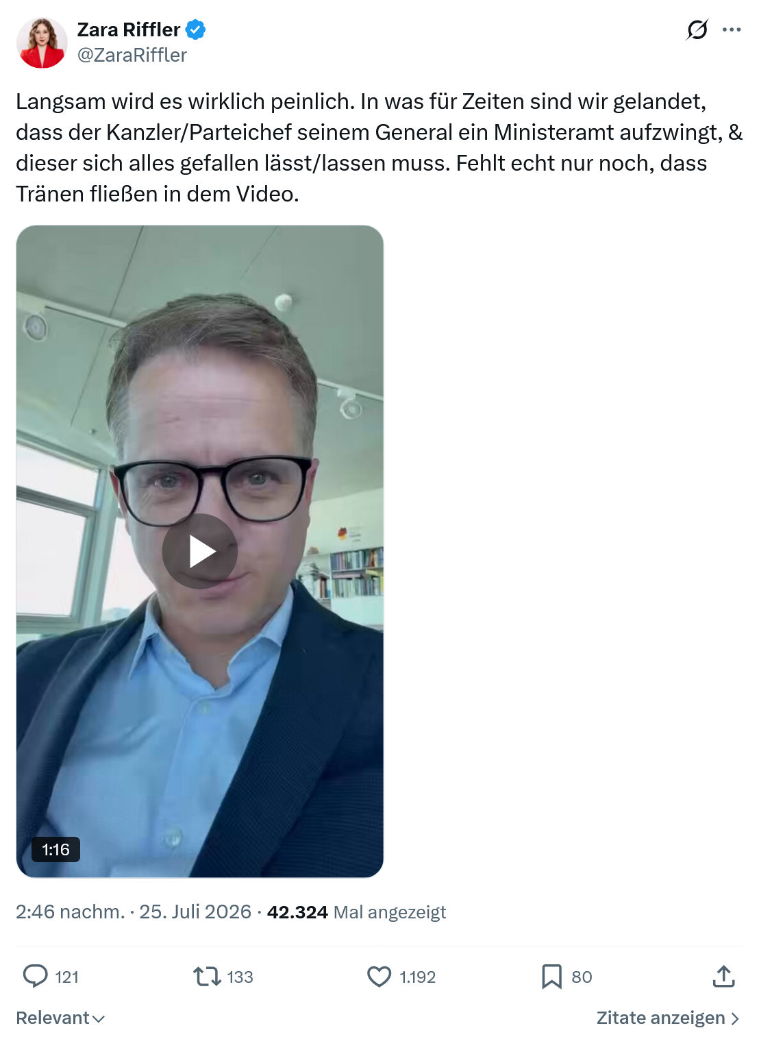 Zara Riffler: Langsam wird es wirklich peinlich...