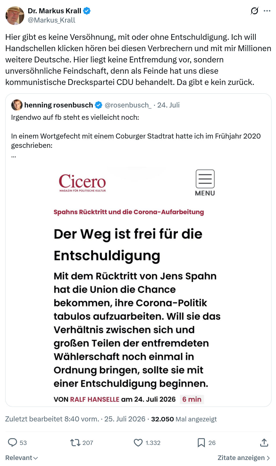 Markus Krall: Hier gibt es keine Versöhnung...
