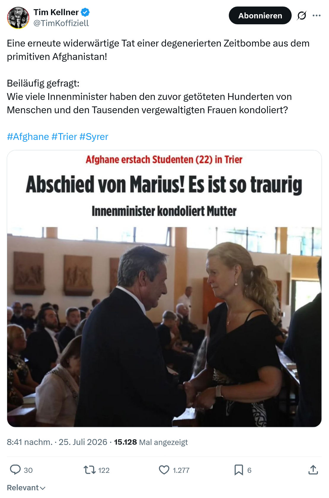 Tim Kellner: Eine erneute widerwärtige Tat...