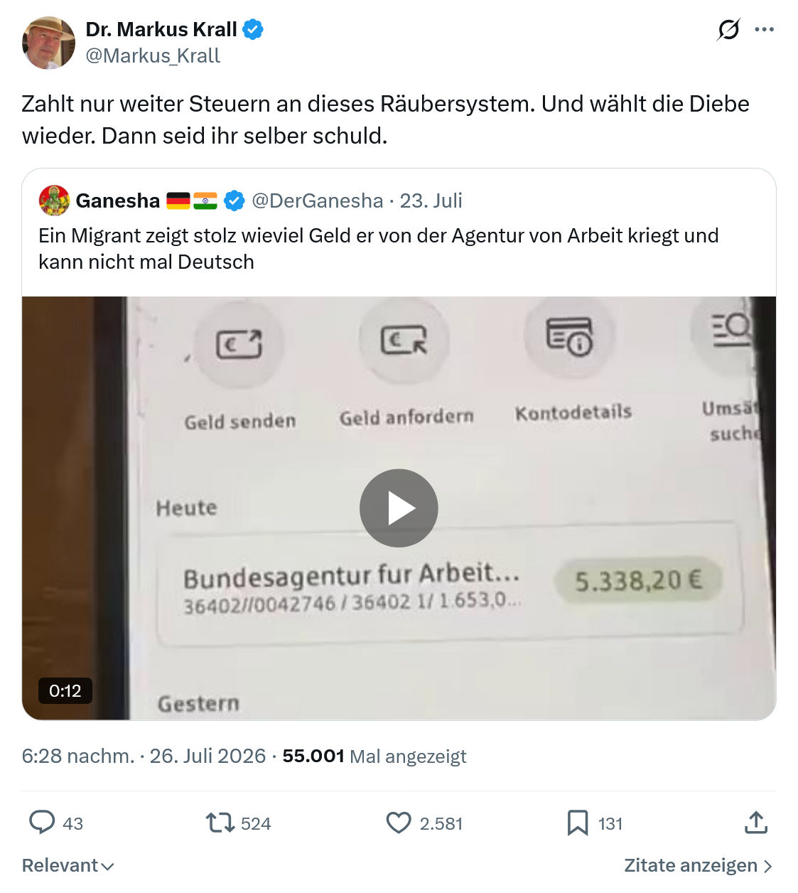 Markus Krall: Zahlt nur weiter Steuern...