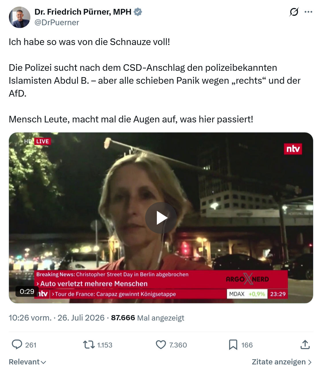 Friedrich Pürner: Ich habe so was von die Schnauze voll...