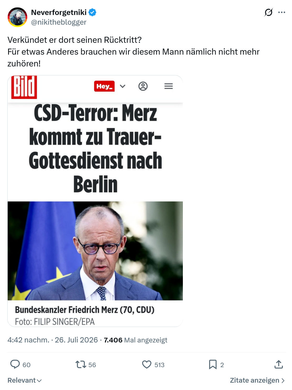 Neverforgetniki: Verkündet er dort seinen Rücktritt...