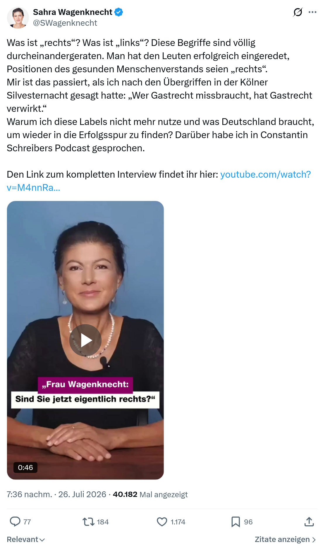 Sahra Wagenknecht: Was ist „rechts“...
