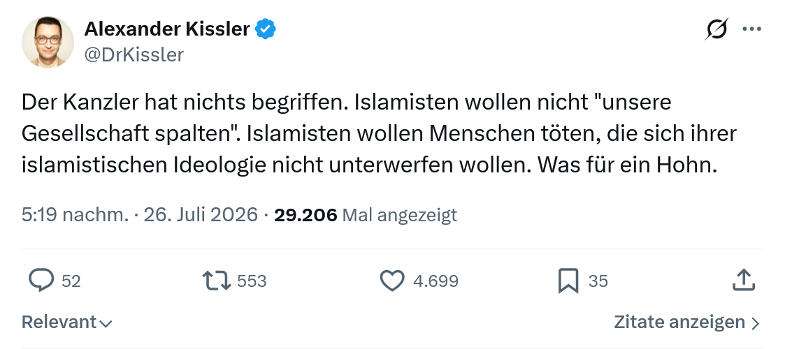 Alexander Kissler: Der Kanzler hat nichts begriffen...