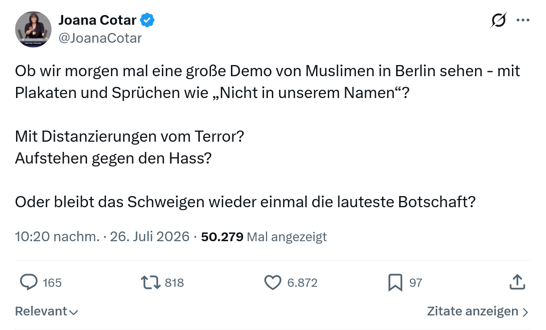 Joana Cotar: Ob wir morgen mal eine große Demo...