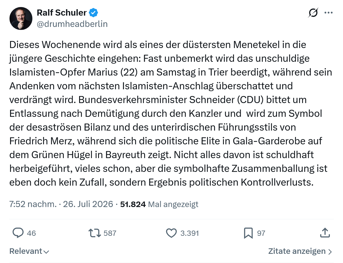 Ralf Schuler: Dieses Wochenende wird als eines der düstersten...
