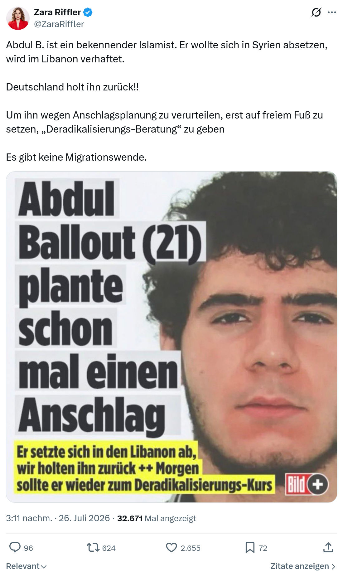 Zara Riffler: Abdul B. ist ein bekennender Islamist...