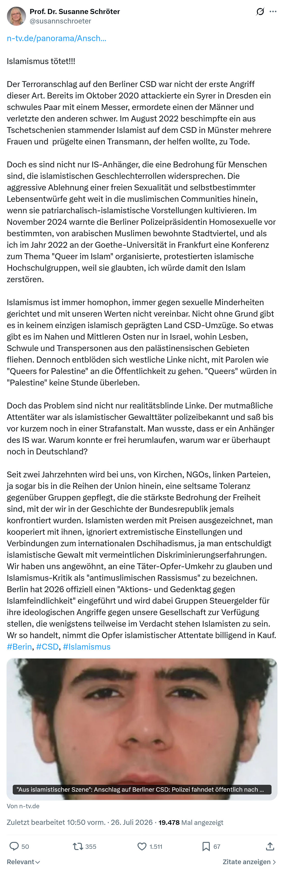 Susanne Schröter: Islamismus tötet...