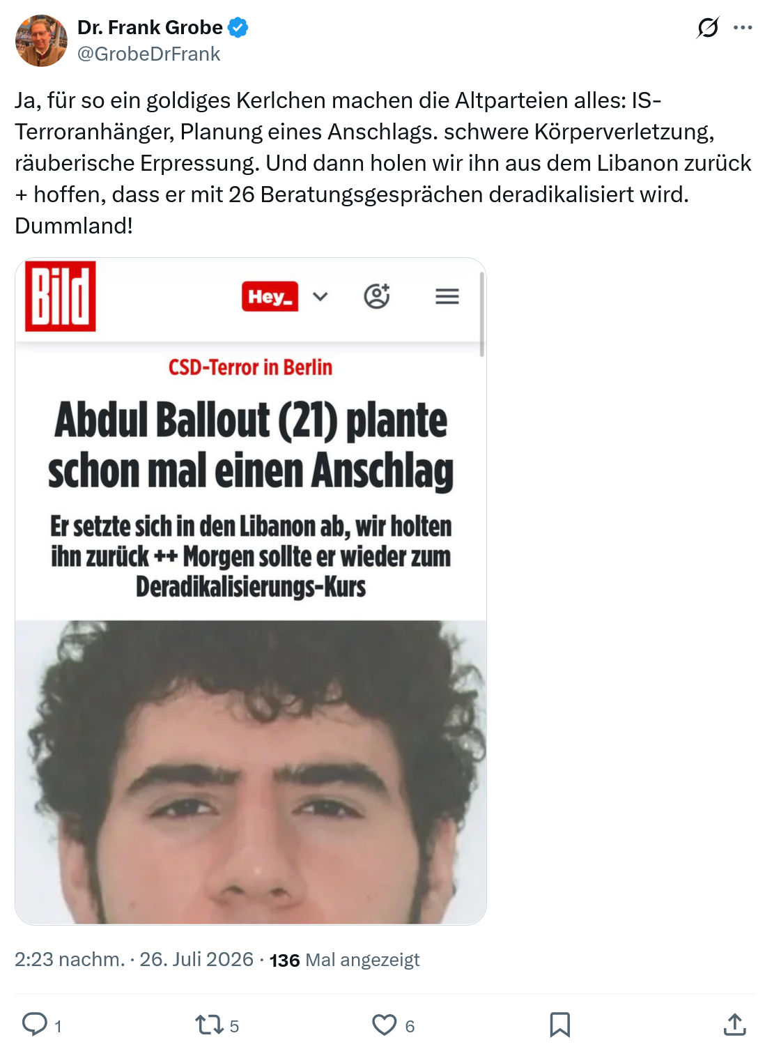 Frank Grobe: Ja, für so ein goldiges Kerlchen...