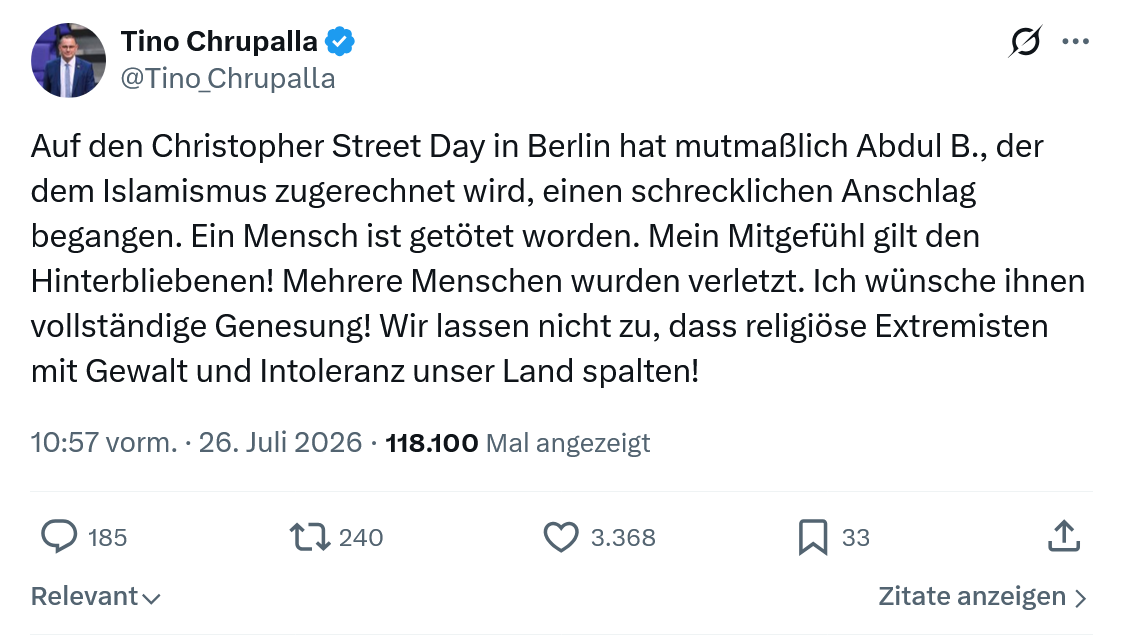 Tino Chrupalla: Auf den Christopher Street Day...