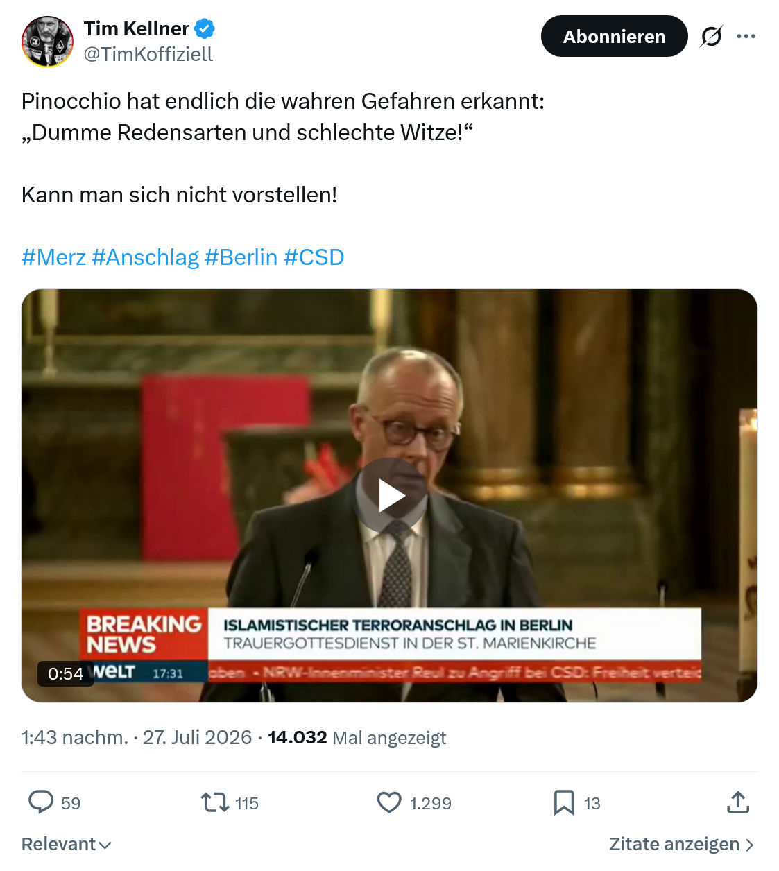 Tim Kellner: Pinocchio hat endlich die wahren Gefahren erkannt...
