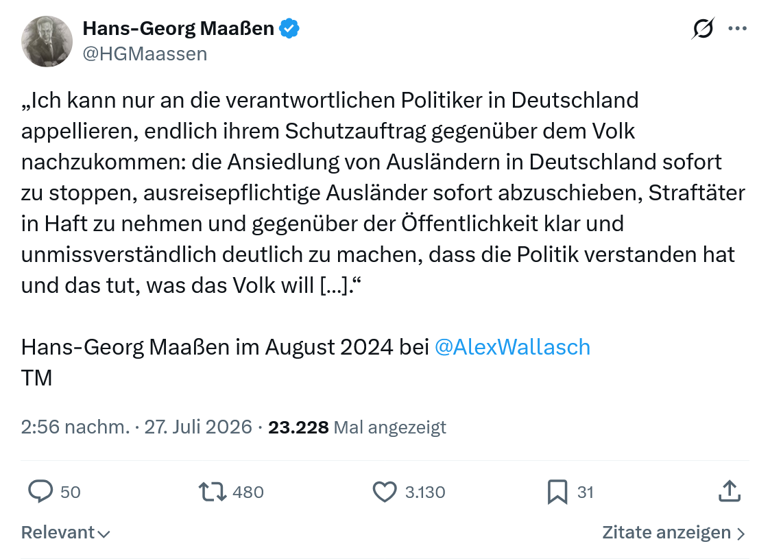 Hans-Georg Maaßen: Ich kann nur an die verantwortlichen Politiker...