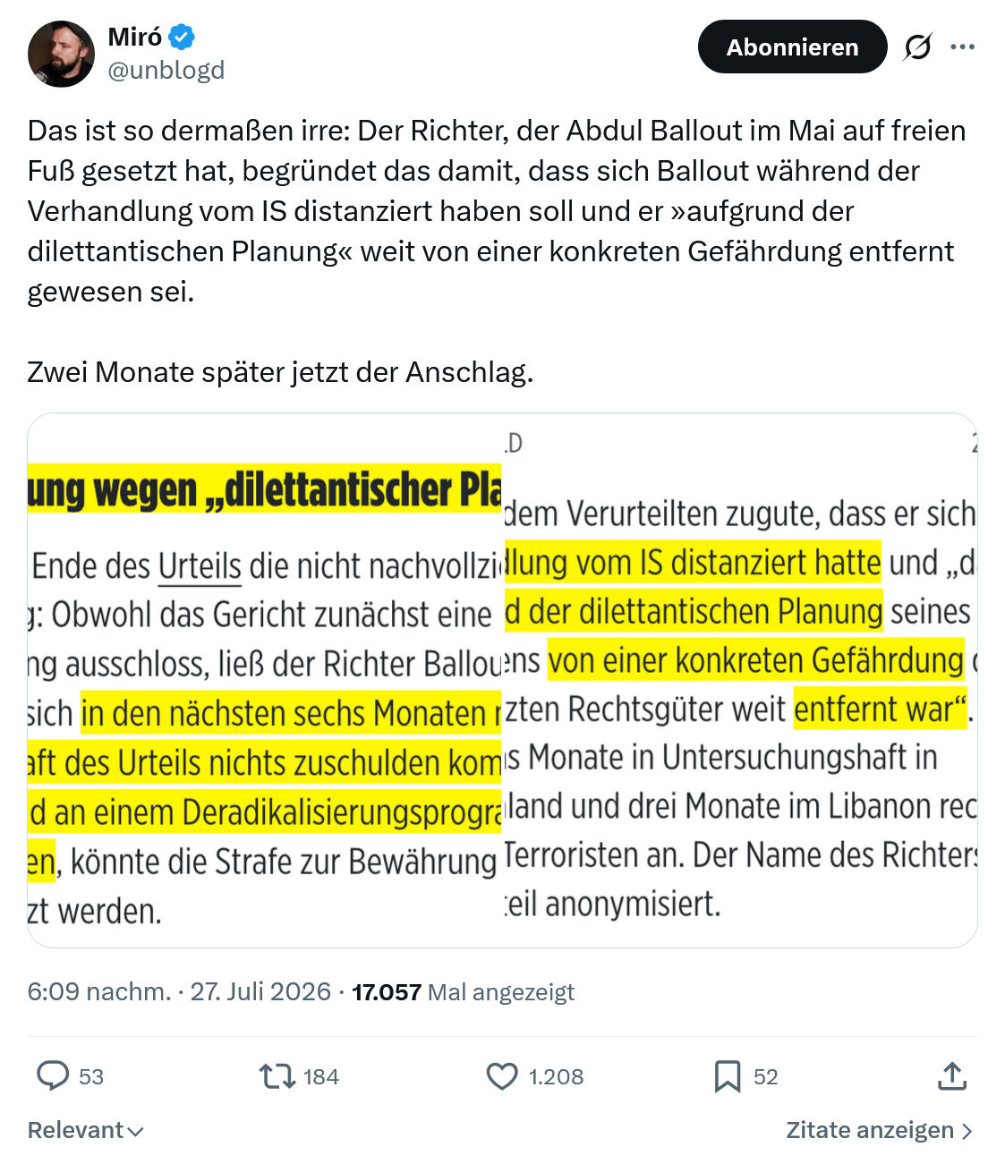 Miro Wolsfeld: Das ist so dermaßen irre...
