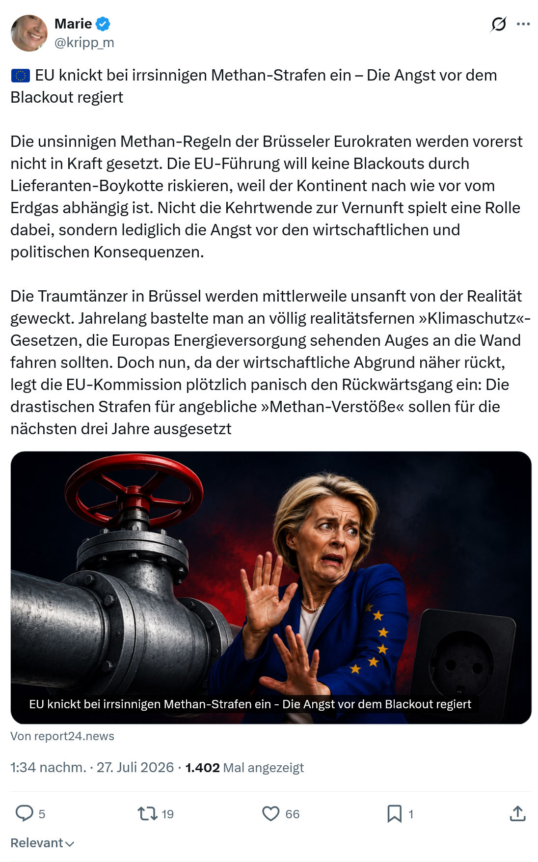 Marie kripp: EU knickt bei irrsinnigen Methan-Strafen ein...