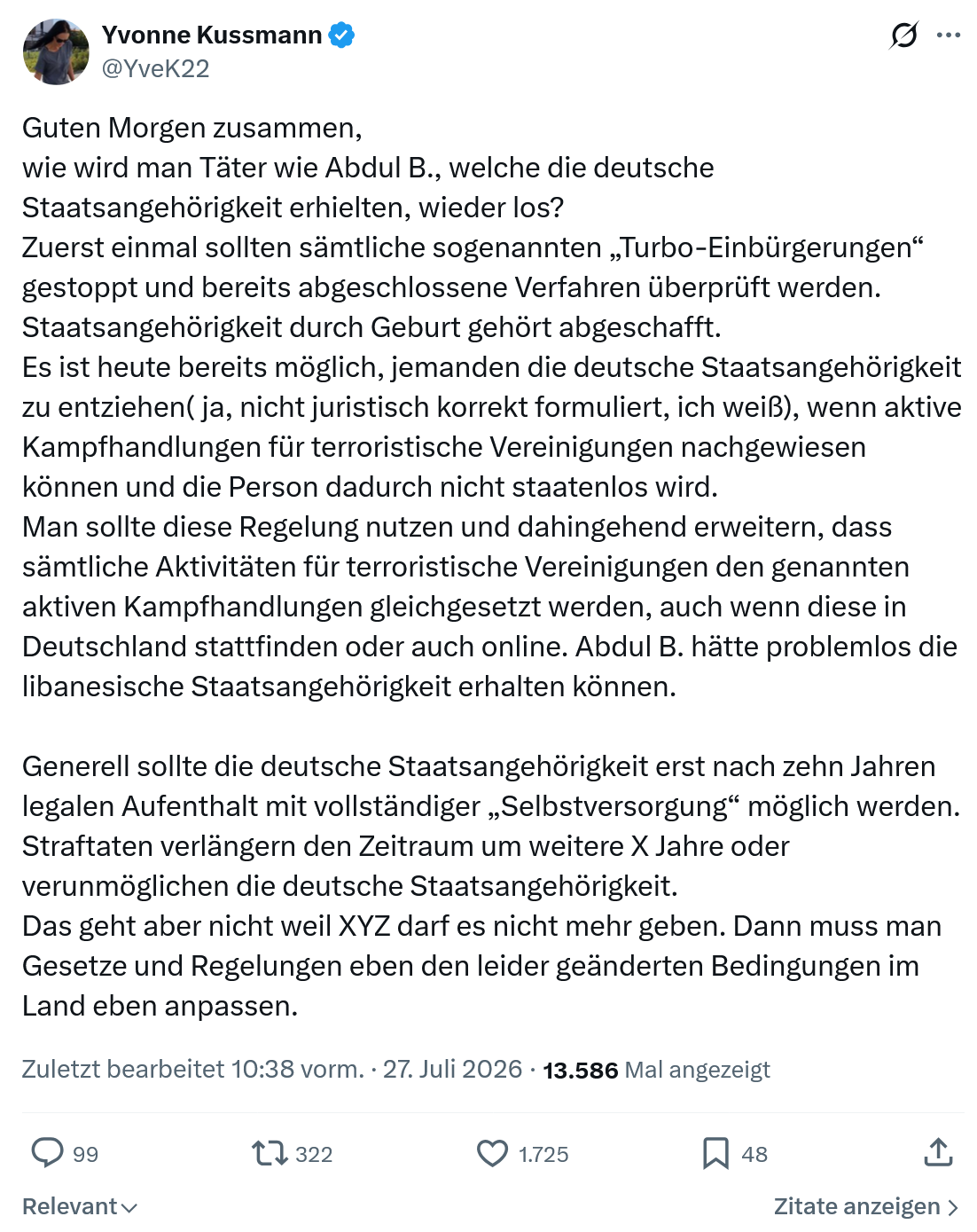 Yvonne Kussmann: Guten Morgen zusammen, wie wird man...