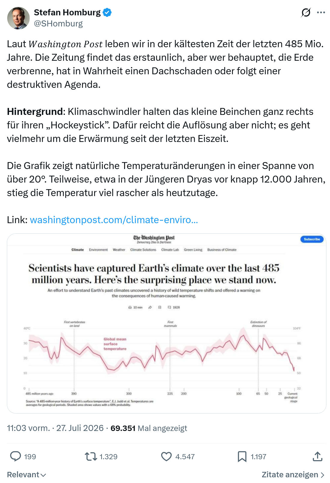 Stefan Homburg: Laut Washington Post leben wir...