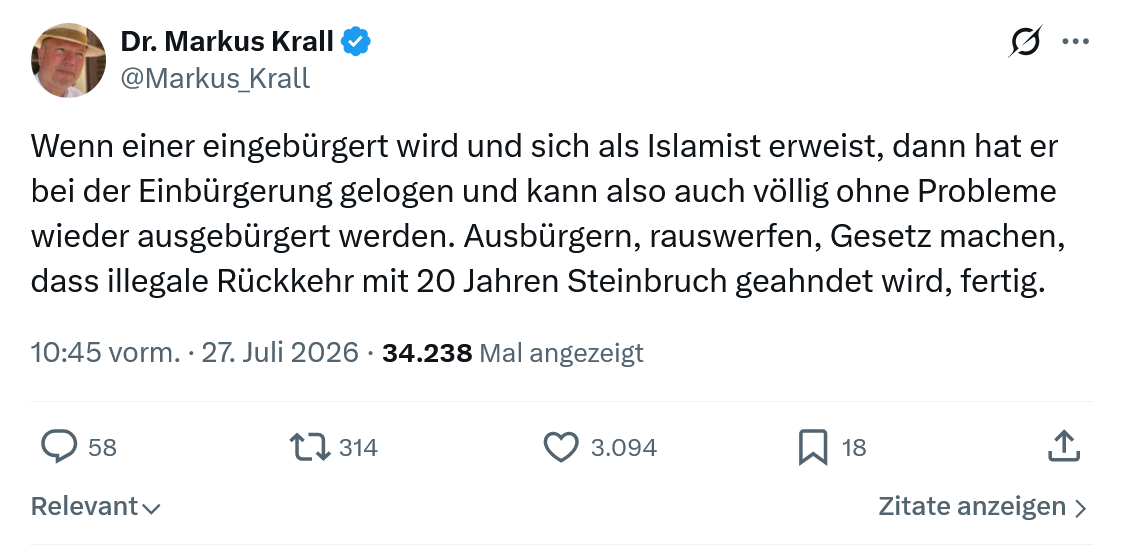 Markus Krall: Wenn einer eingebürgert wird...