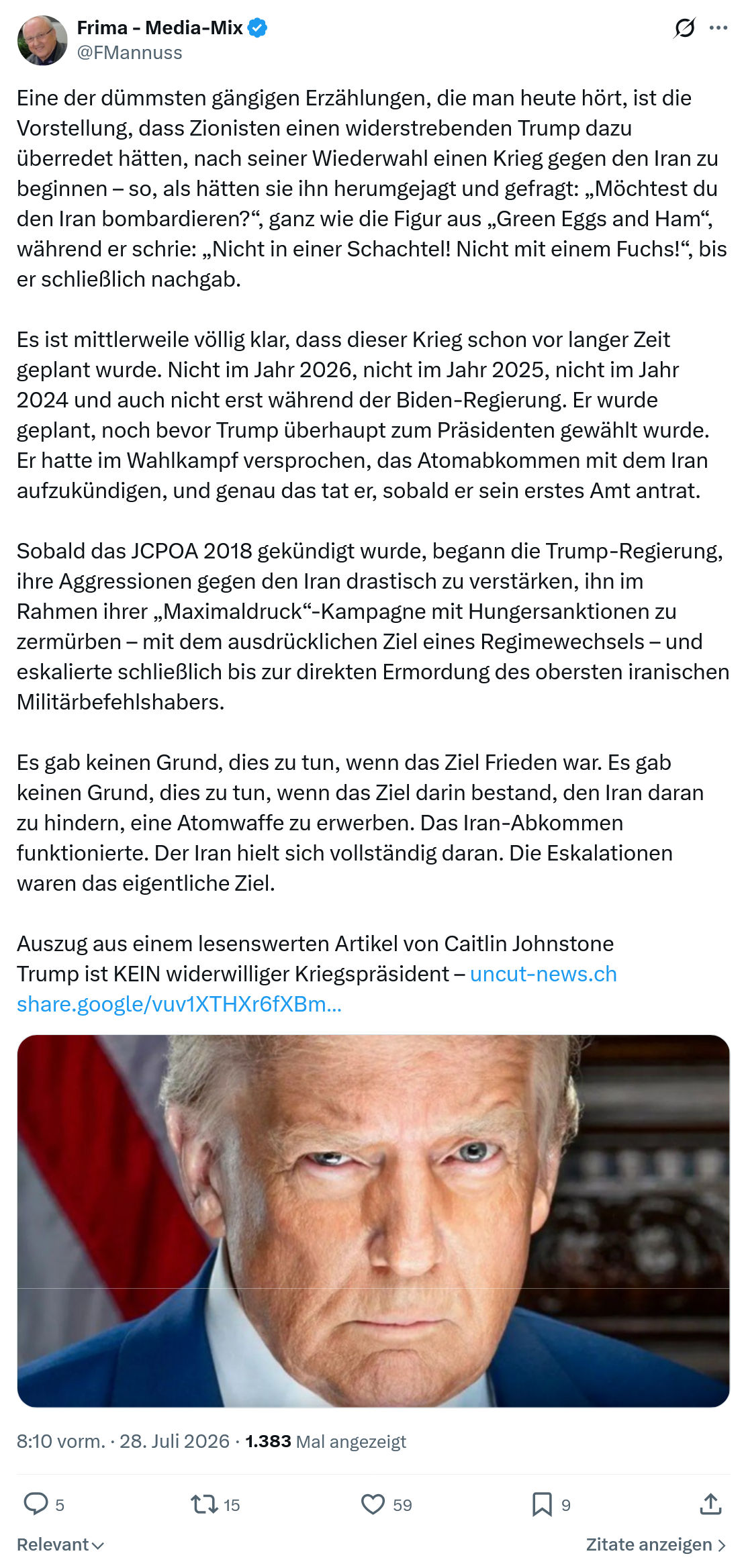 Friedrich Mannus: Eine der dümmsten gängigen Erzählungen...