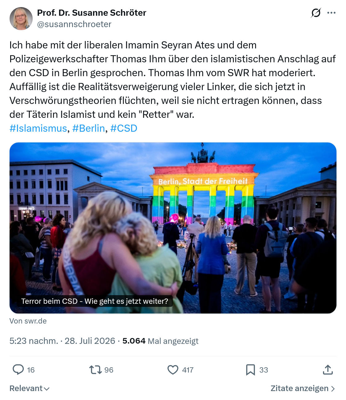 Susanne Schröter: Ich habe mit der liberalen...
