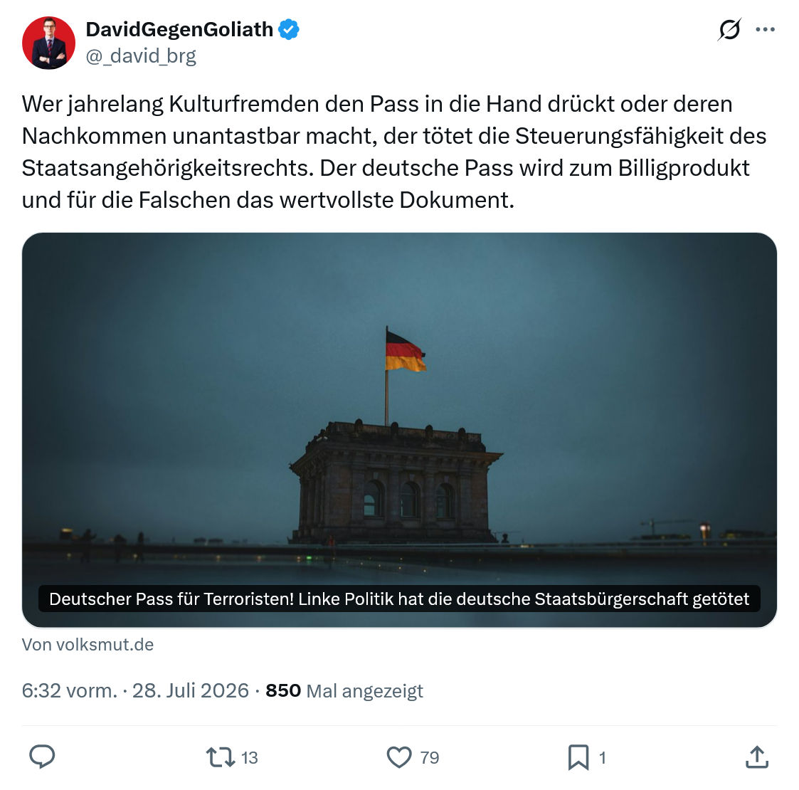 David Gegen Goliath: Wer jahrelang Kulturfremden den Pass...