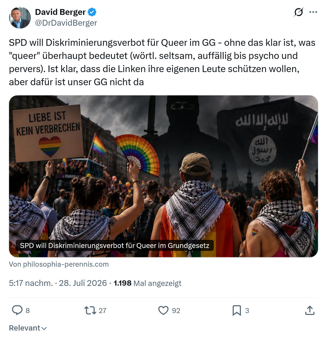David Berger: SPD will Diskriminierungsverbot...
