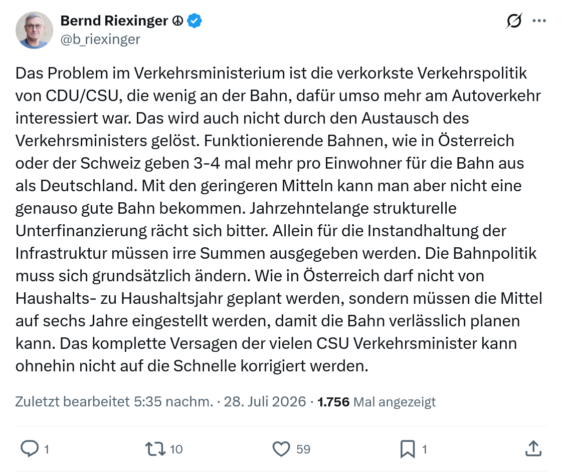 Bernd Riexinger: Das Problem im Verkehrsministerium...