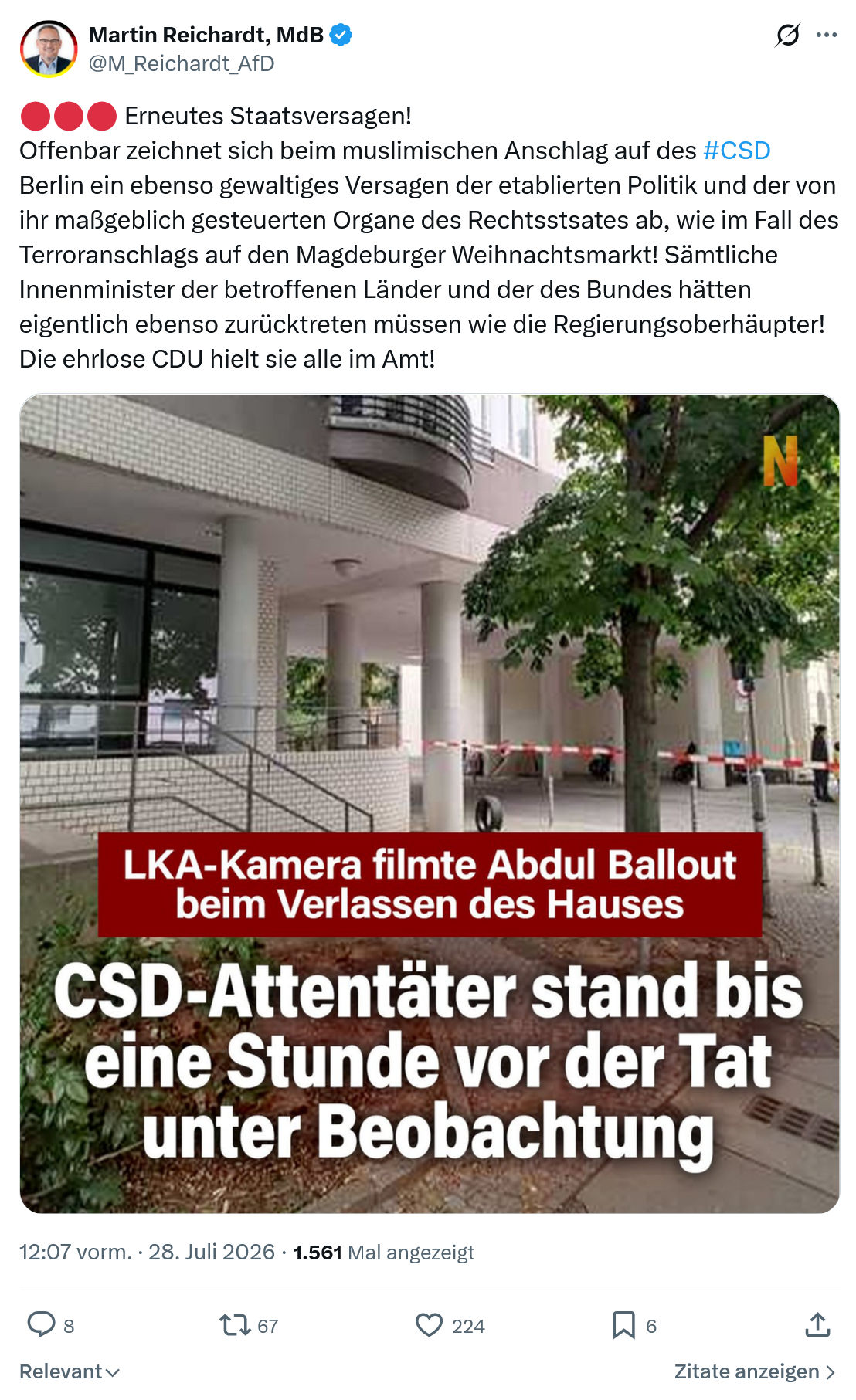 Martin Reichardt: Erneutes Staatsversagen!...