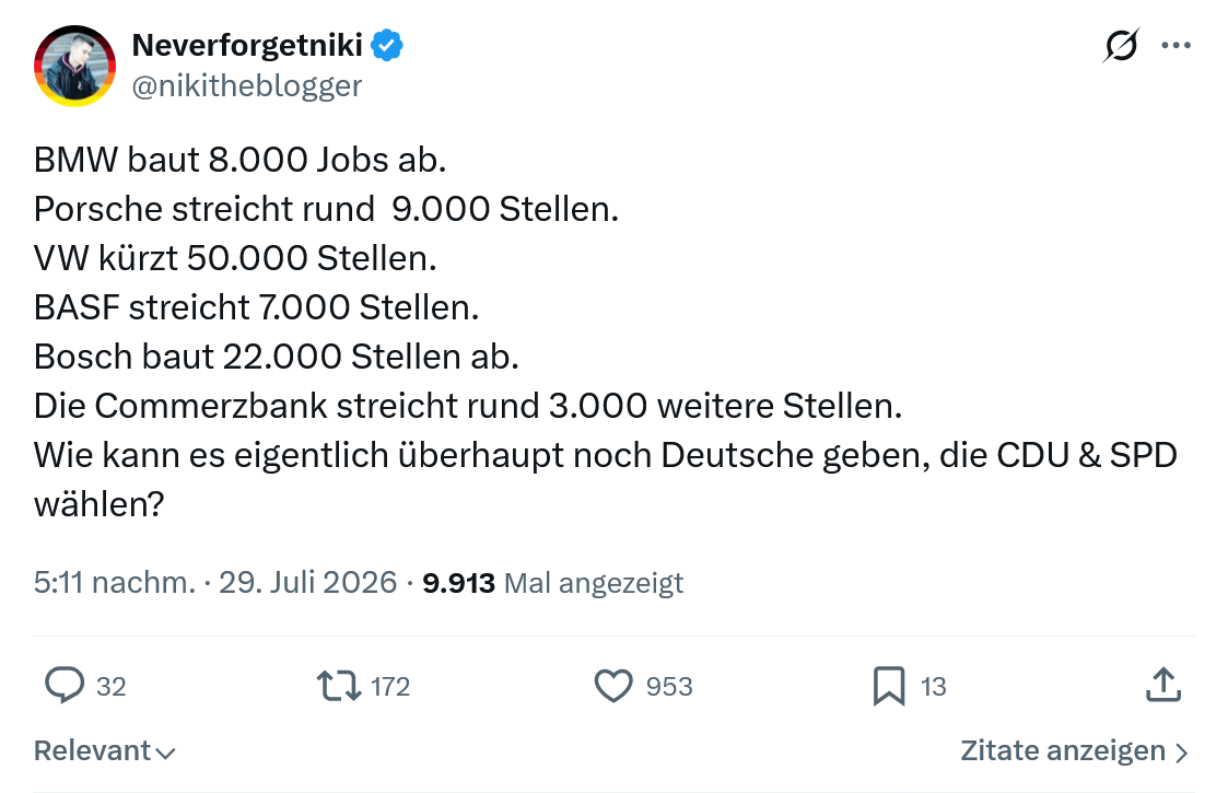 Neverforgetniki: BMW baut 8.000 Jobs ab...