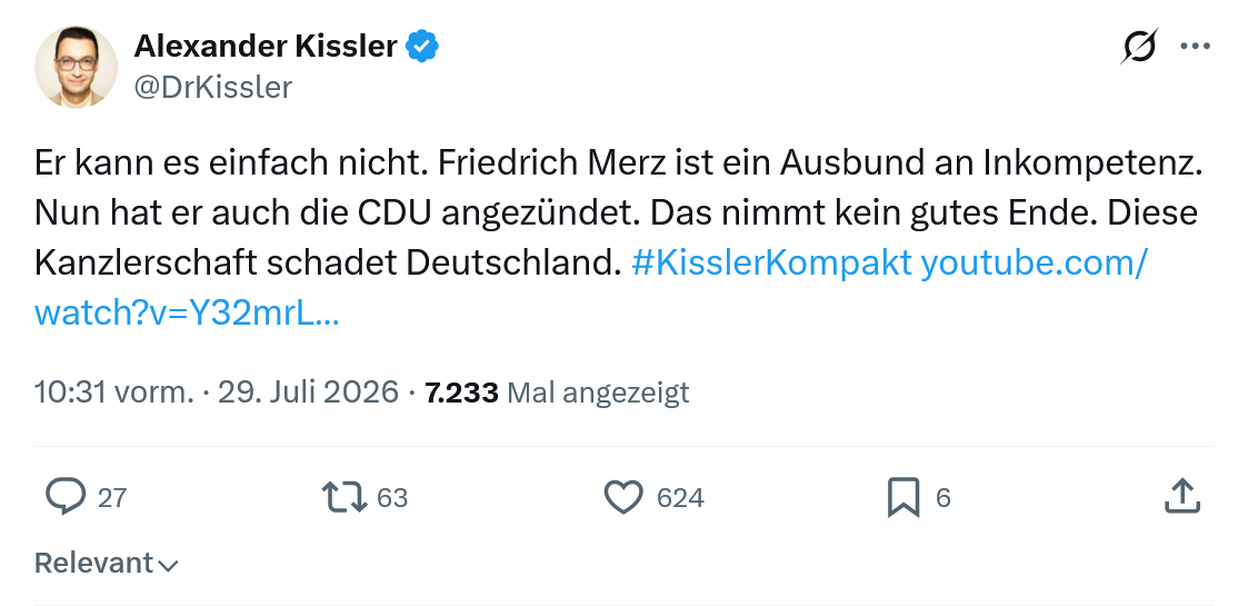 Alexander Kissler: Er kann es einfach nicht...