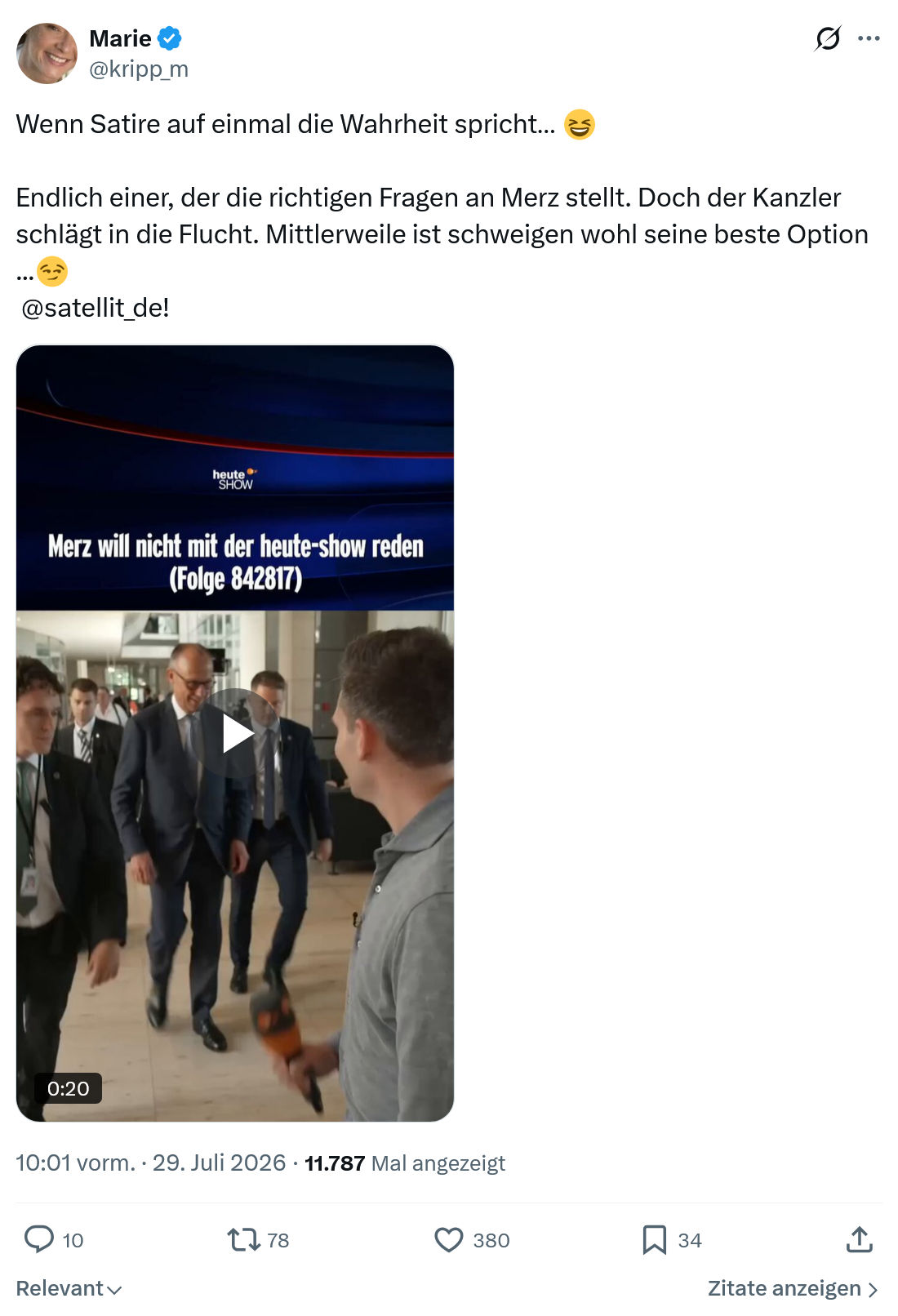 Marie kripp: Wenn Satire auf einmal die Wahrheit spricht…