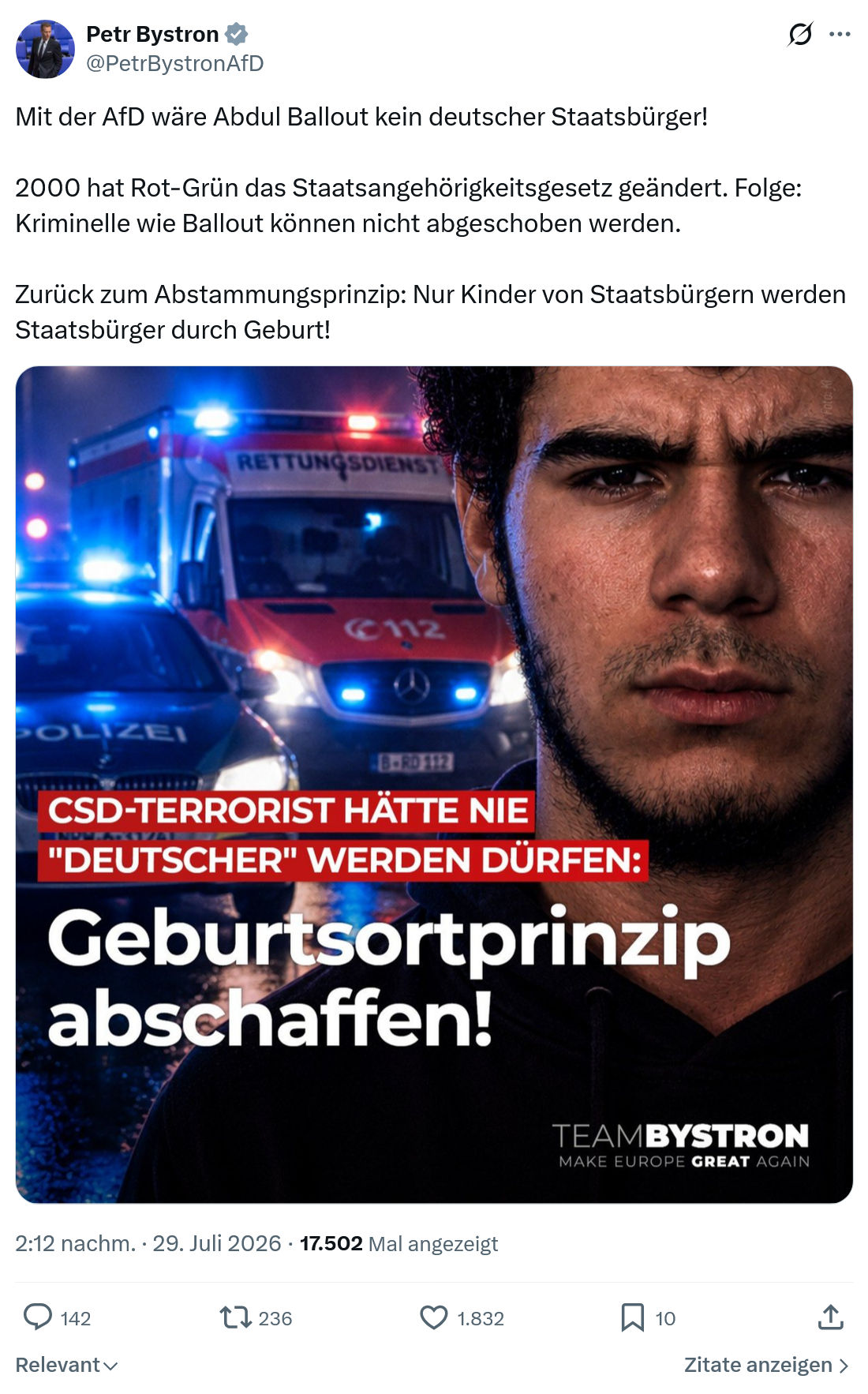 Petr Bystron: Mit der AfD wäre Abdul Ballout...