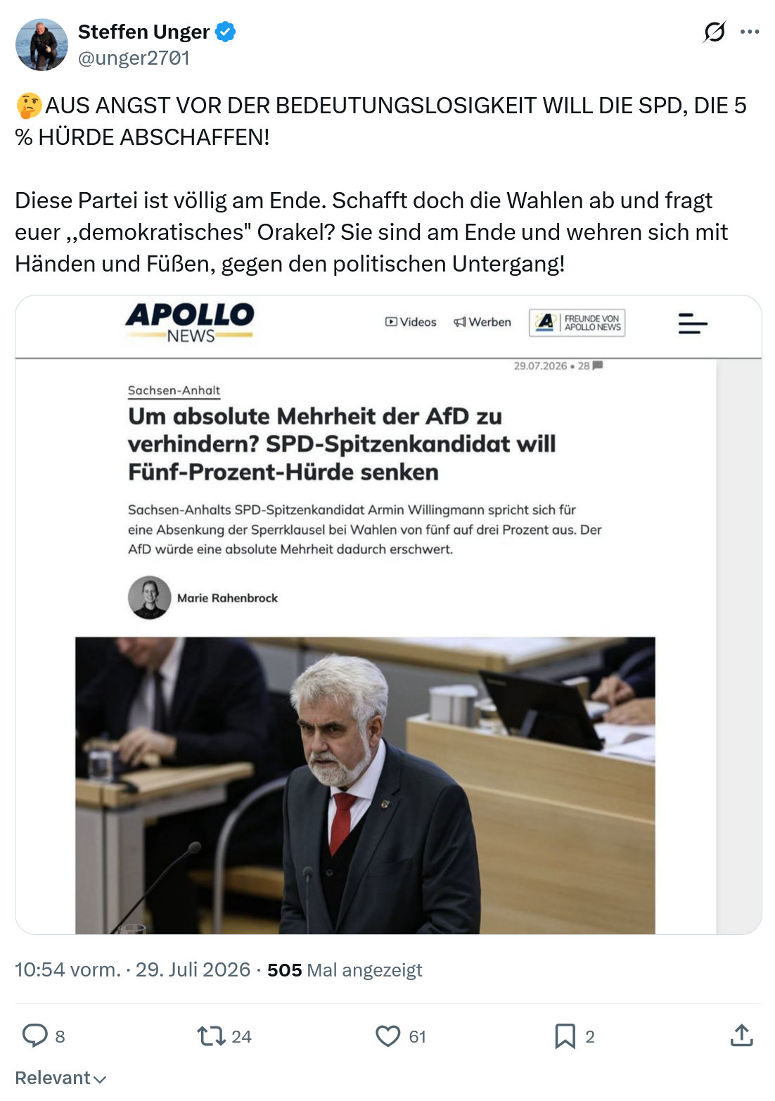 Steffen Unger: AUS ANGST VOR DER BEDEUTUNGSLOSIGKEIT...