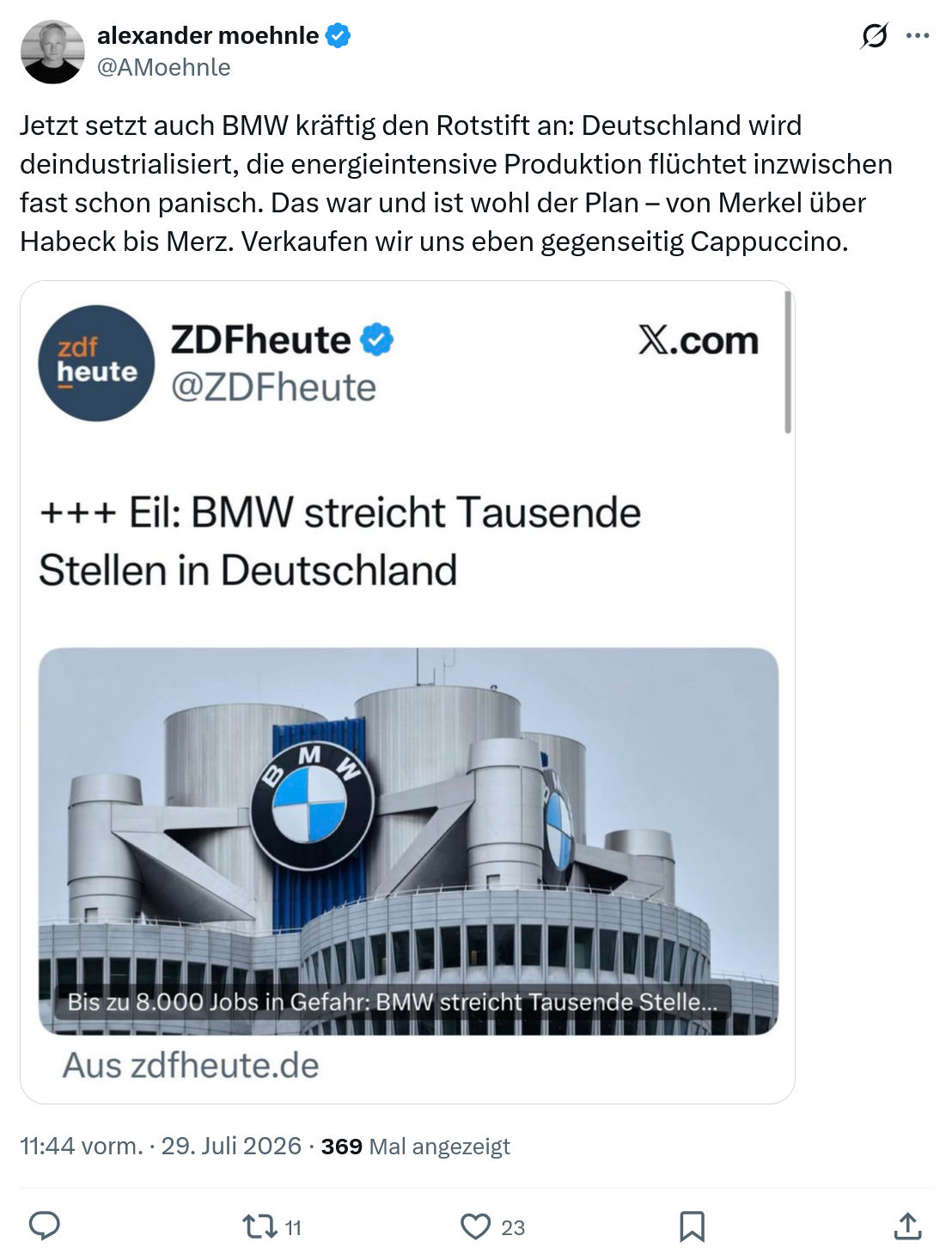 Alexander Moehnle: Jetzt setzt auch BMW...