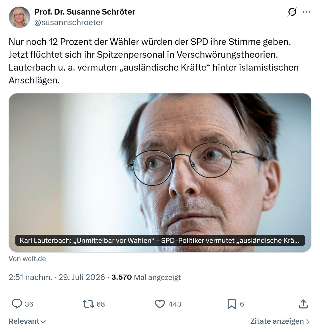Susanne Schröter: Nur noch 12 Prozent der Wähler...