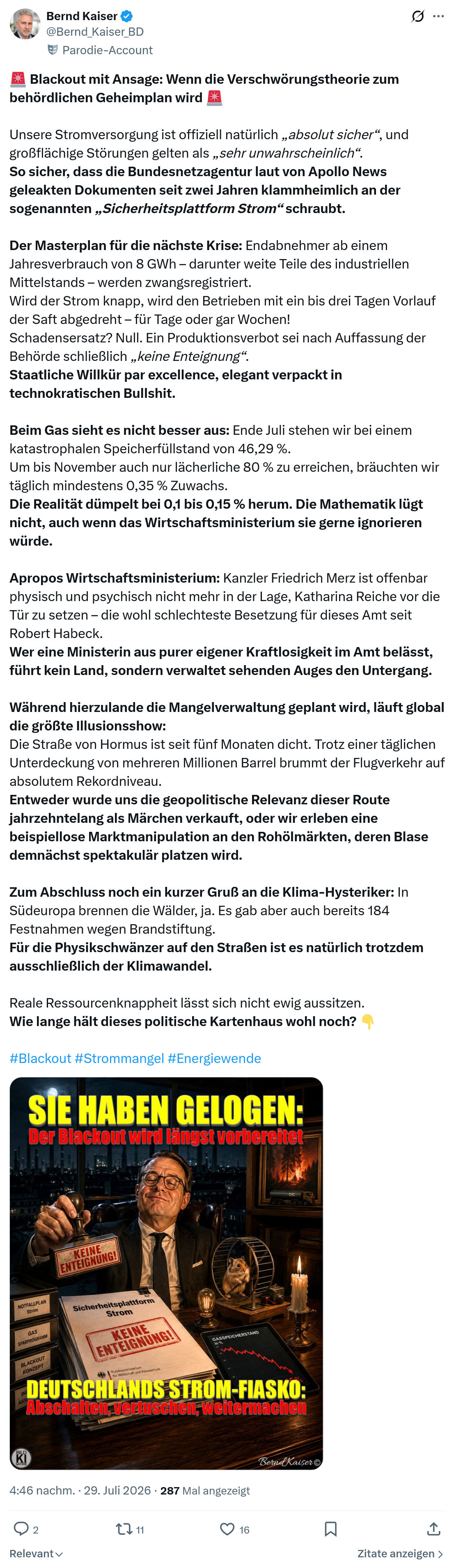 Bernd Kaiser: Blackout mit Ansage...