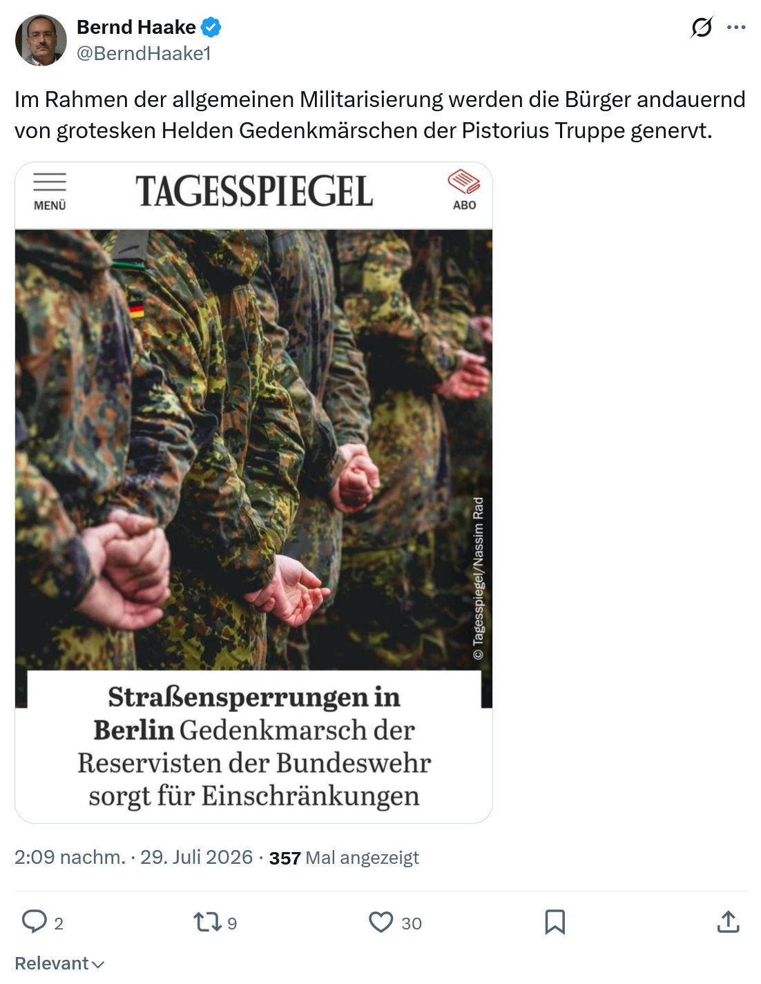 Bernd Haake: Im Rahmen der allgemeinen...