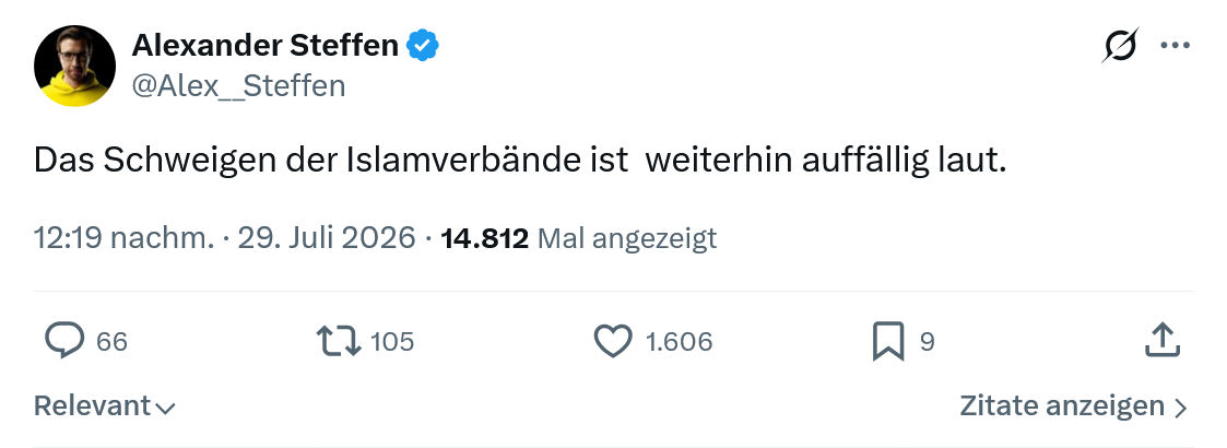 Alexander Steffen: Das Schweigen der Islamverbände...