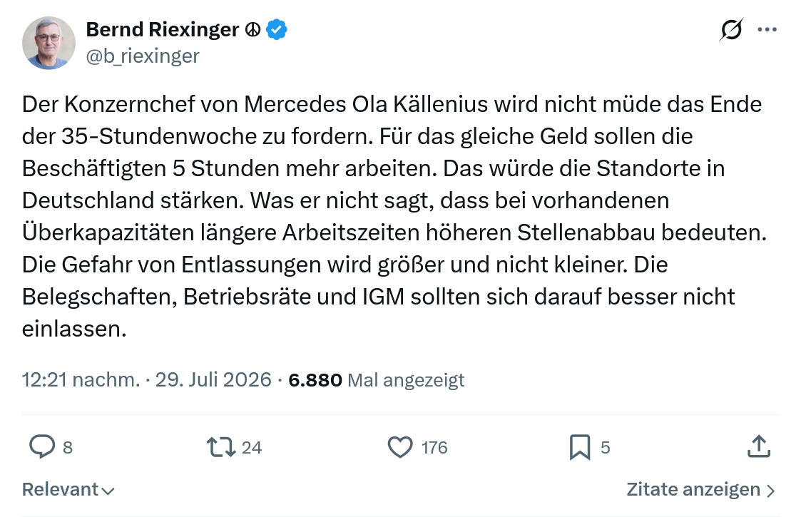 Bernd Riexinger: Der Konzernchef von Mercedes...