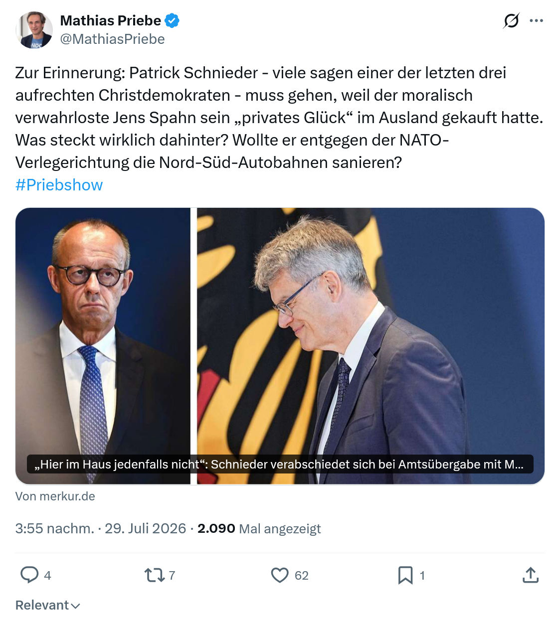 Mathias Priebe: Zur Erinnerung: Patrick Schnieder...