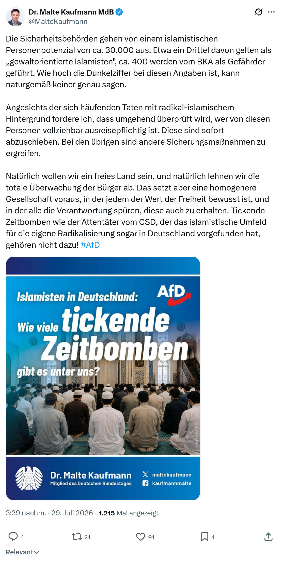 Malte Kaufmann: Die Sicherheitsbehörden gehen...