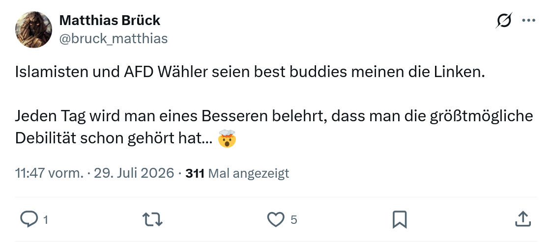Matthias Brück: Islamisten und AFD Wähler...