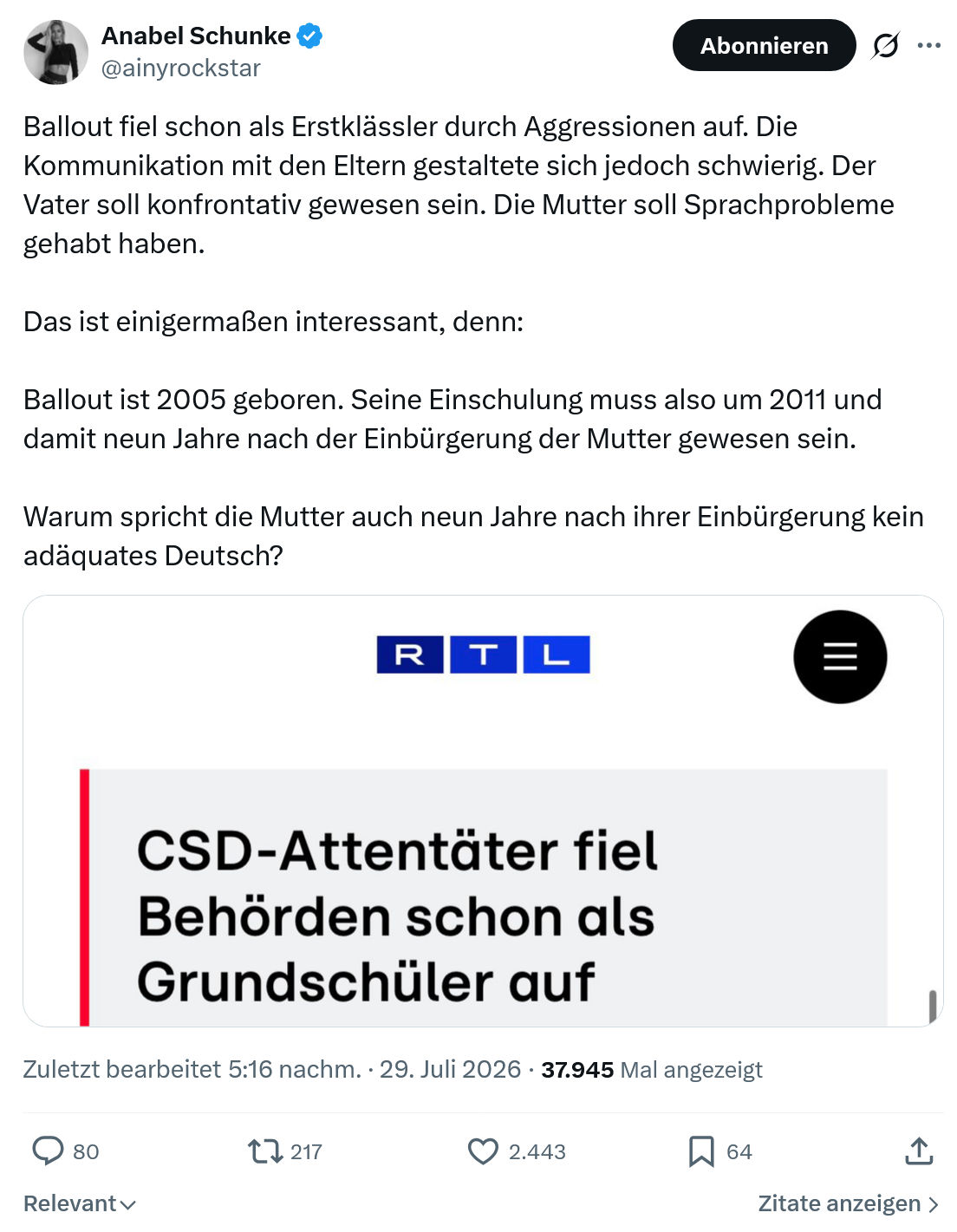 Anabel Schunke: Ballout fiel schon als Erstklässler...
