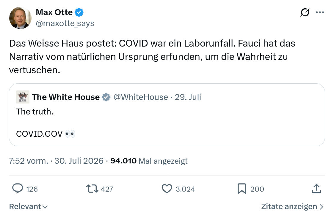 Max Otte: Das Weisse Haus postet...