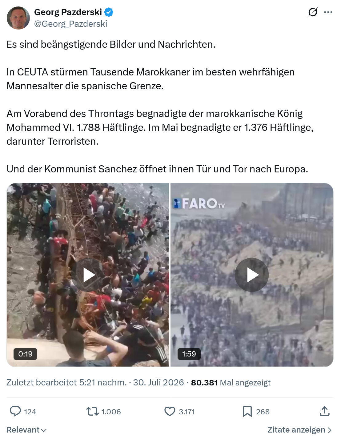 Georg Pazderski: Es sind beängstigende Bilder und Nachrichten...